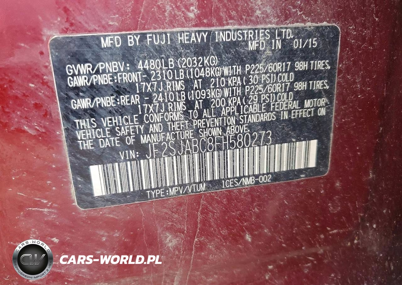 2015 Subaru Forester 2.5I VIN:JF2SJABC8FH580273 - 13