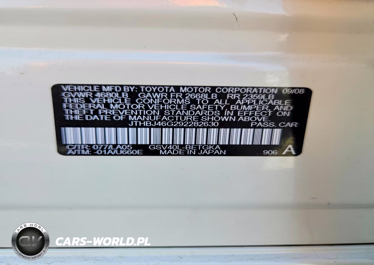 2009 Lexus Es 350 VIN:JTHBJ46G292282630 - 12