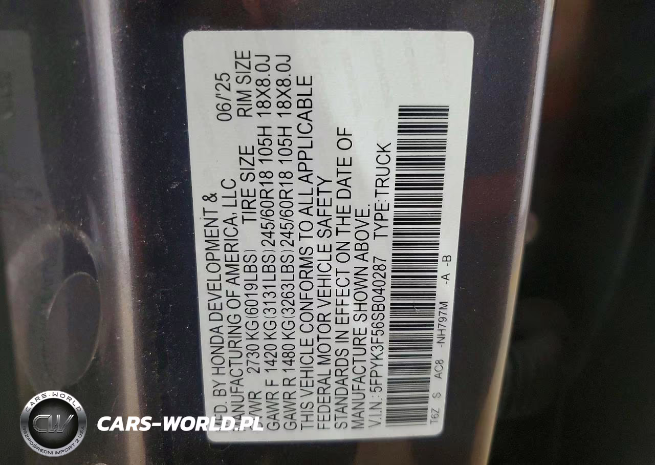 2025 Honda Ridgeline Rtl VIN:5FPYK3F56SB040287 - 12