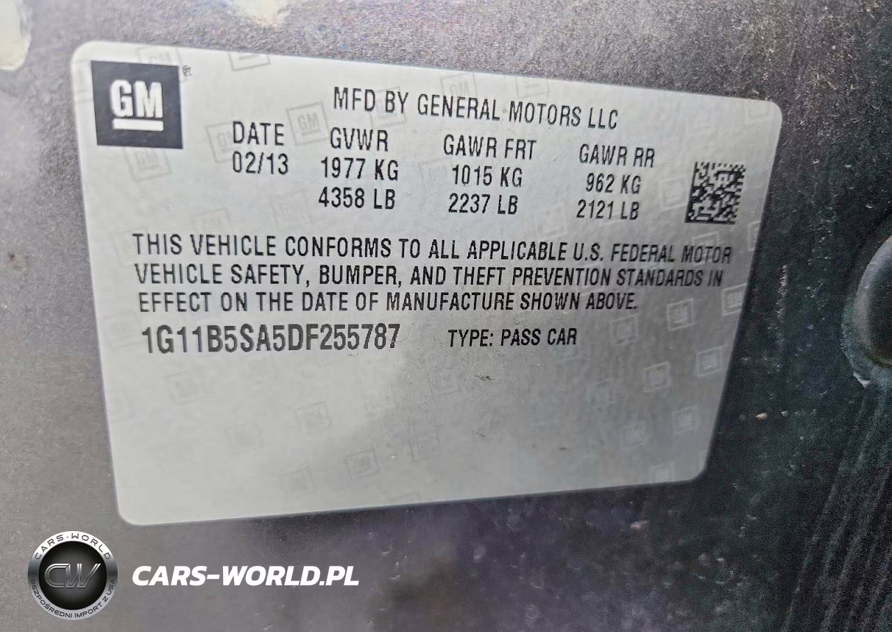 2013 Chevrolet Malibu Ls VIN:1G11B5SA5DF255787 - 12