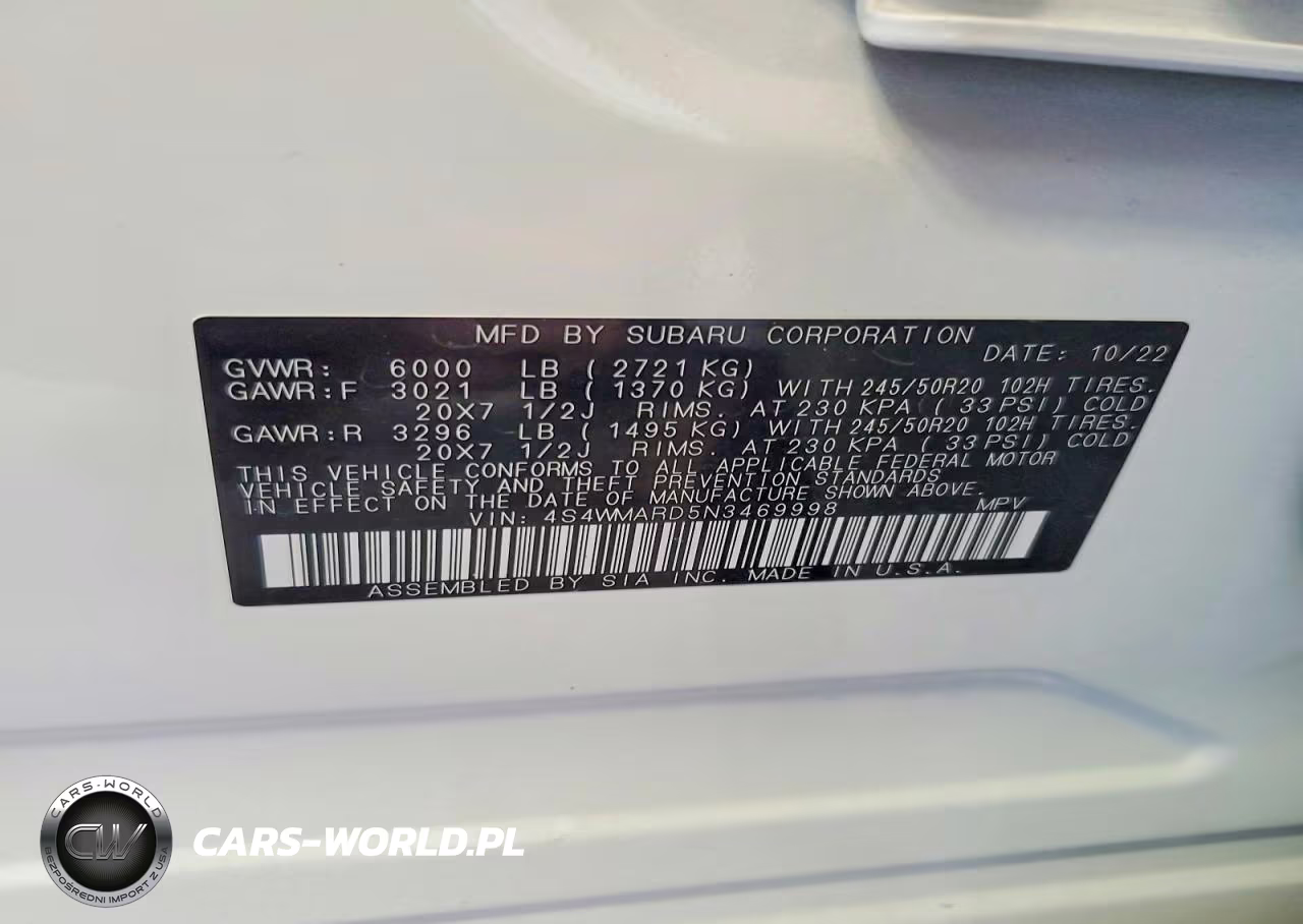 2022 Subaru Ascent Touring VIN:4S4WMARD5N3469998 - 14