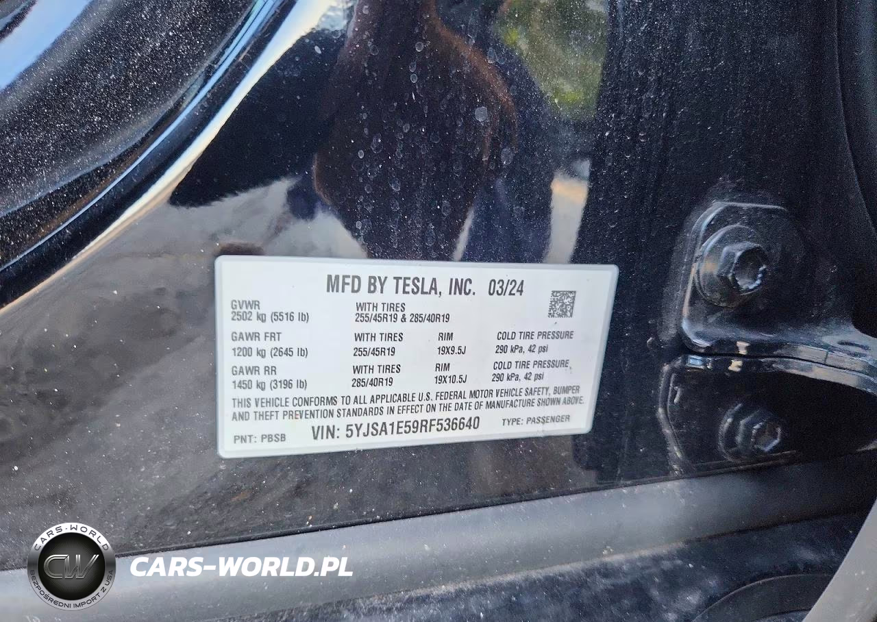 2024 Tesla Model S VIN:5YJSA1E59RF536640 - 12