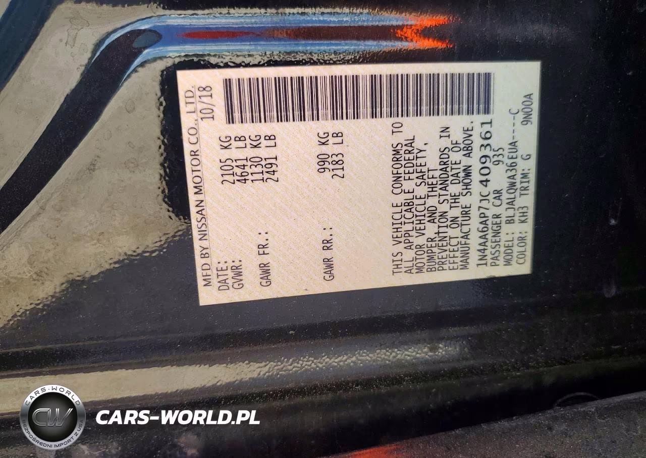 2018 Nissan Maxima 3.5 S VIN:1N4AA6AP7JC409361 - 13