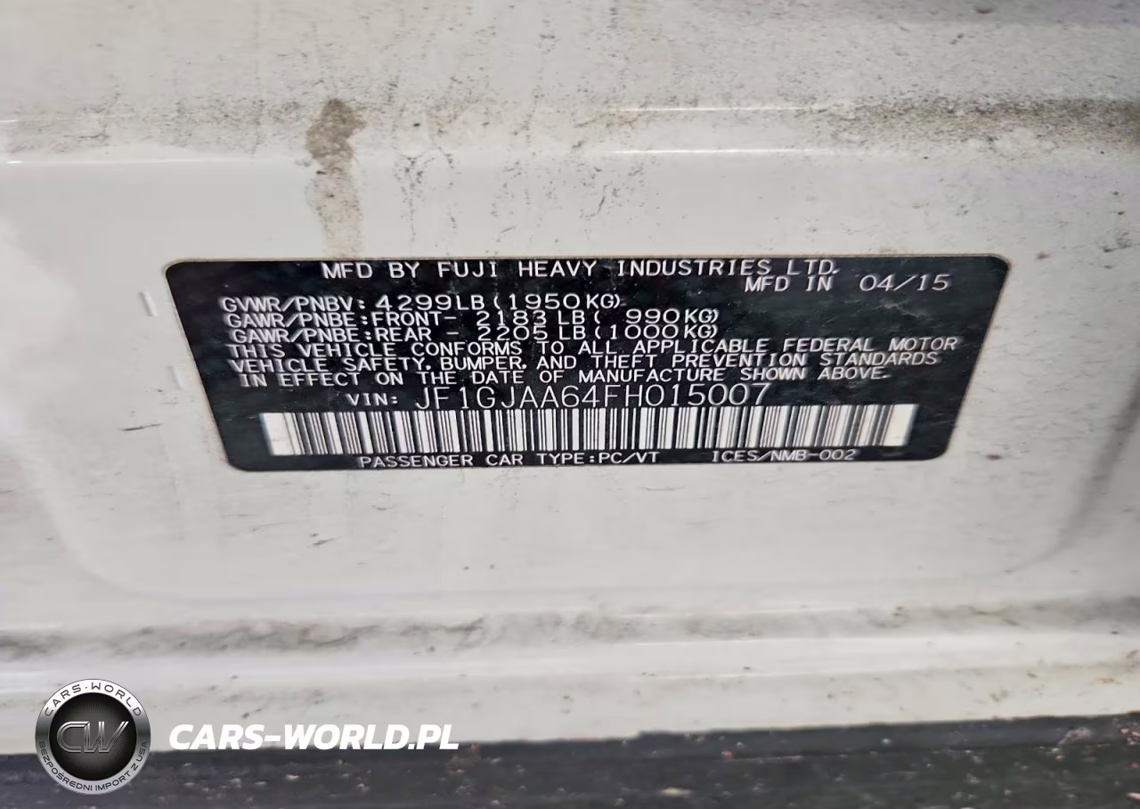 2015 Subaru Impreza VIN:JF1GJAA64FH015007 - 12