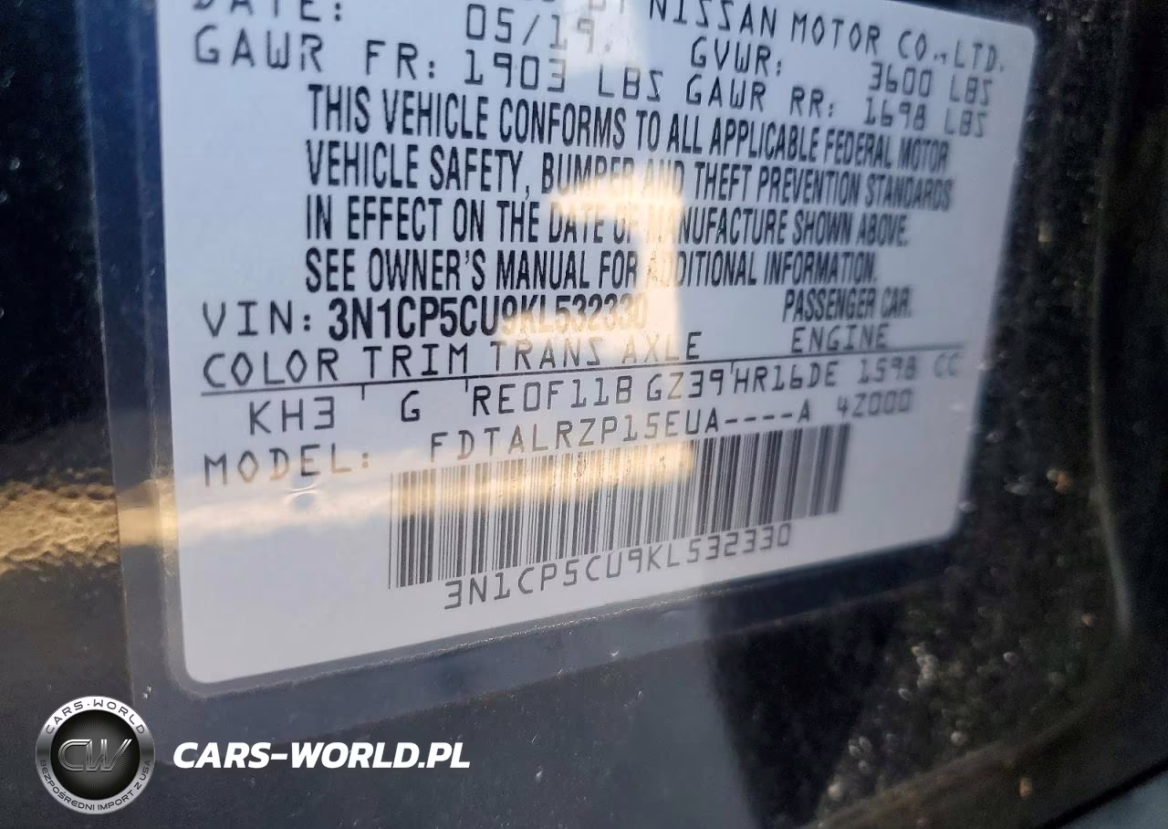 2019 Nissan Kicks S VIN:3N1CP5CU9KL532330 - 13