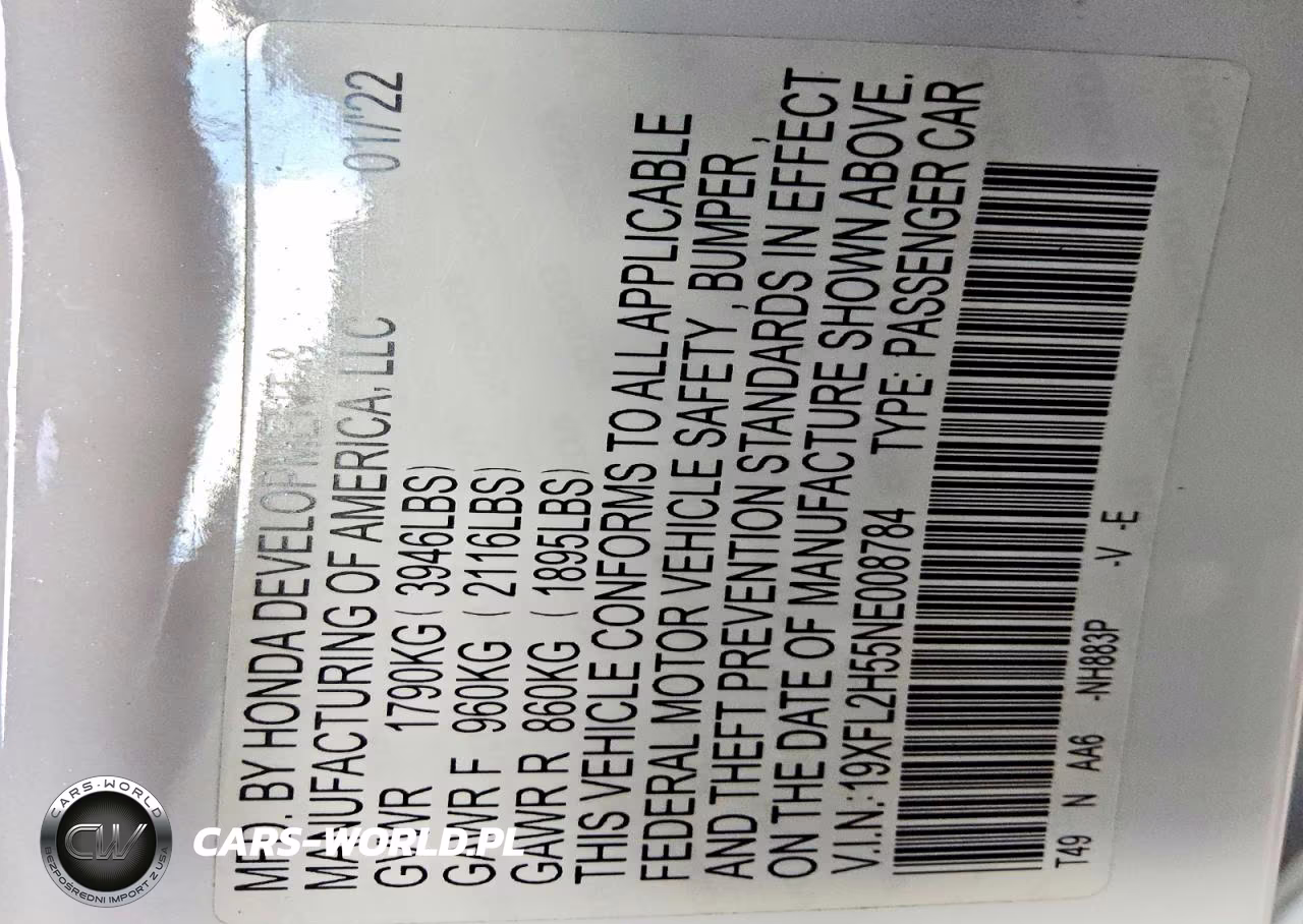 2022 Honda Civic Lx VIN:19XFL2H55NE008784 - 12