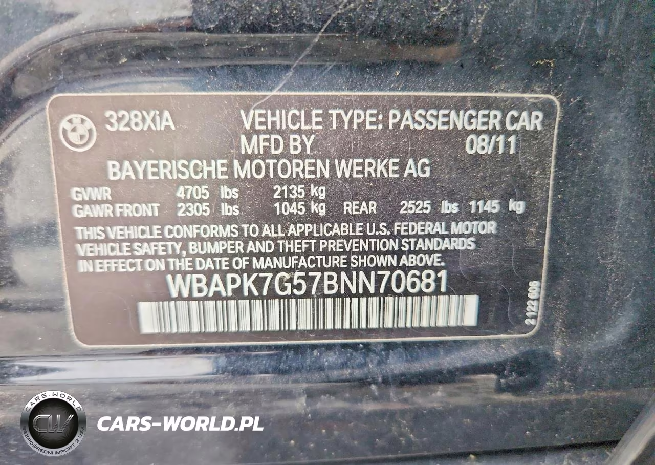 2011 BMW 328 Xi VIN:WBAPK7G57BNN70681 - 12