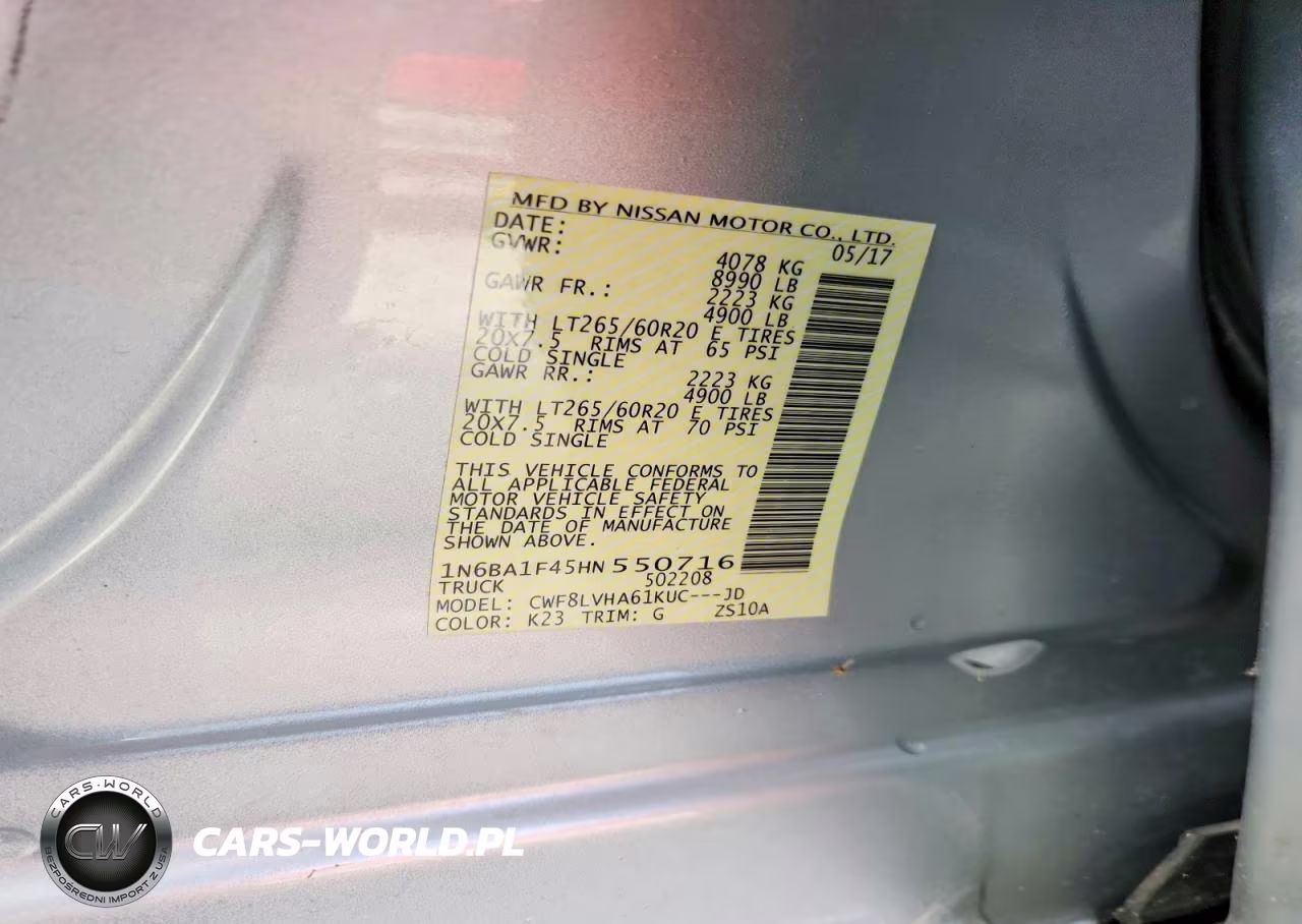 2017 Nissan Titan Xd Sl VIN:1N6BA1F45HN550716 - 12