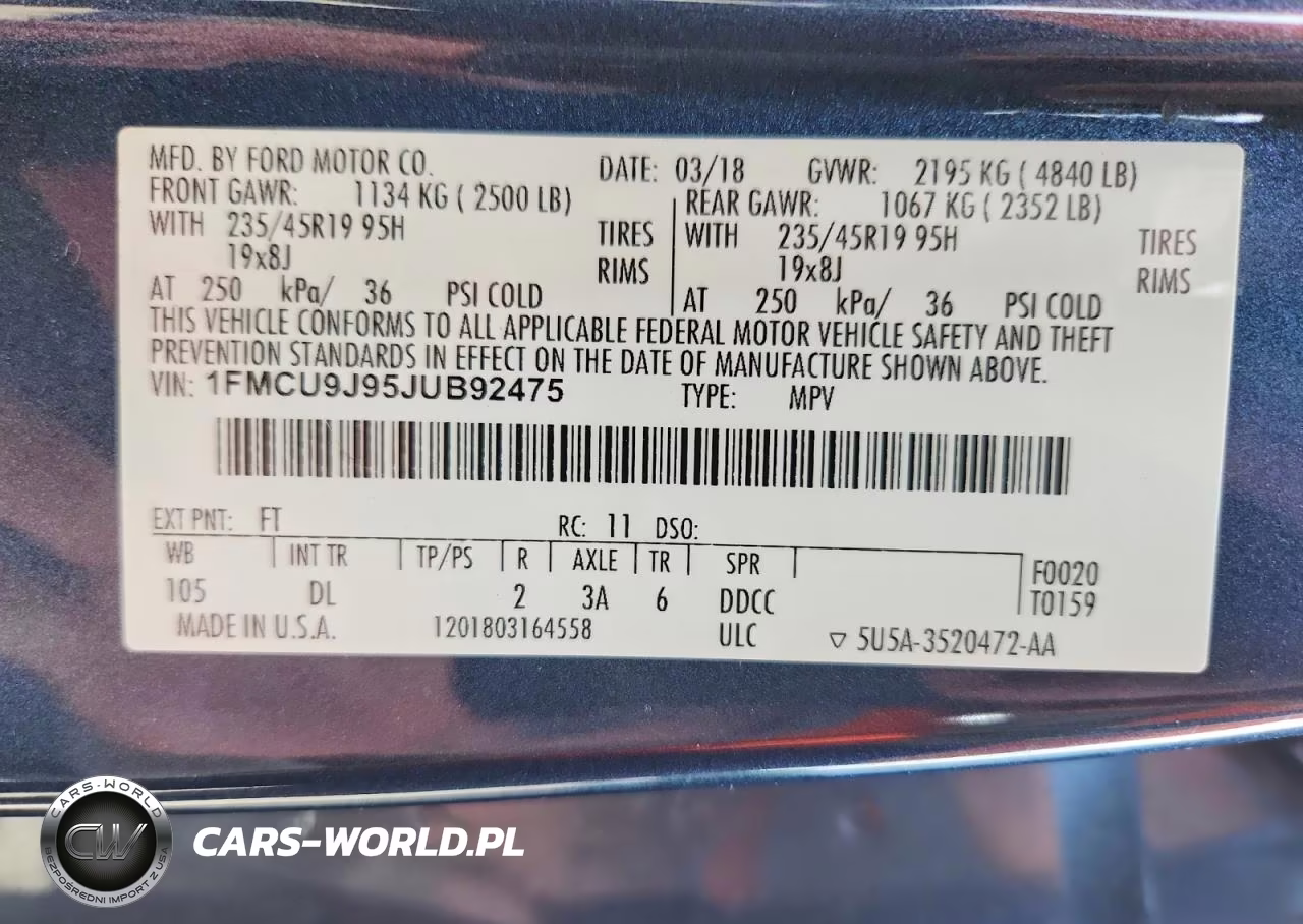 2018 Ford Escape Titanium VIN:1FMCU9J95JUB92475 - 13
