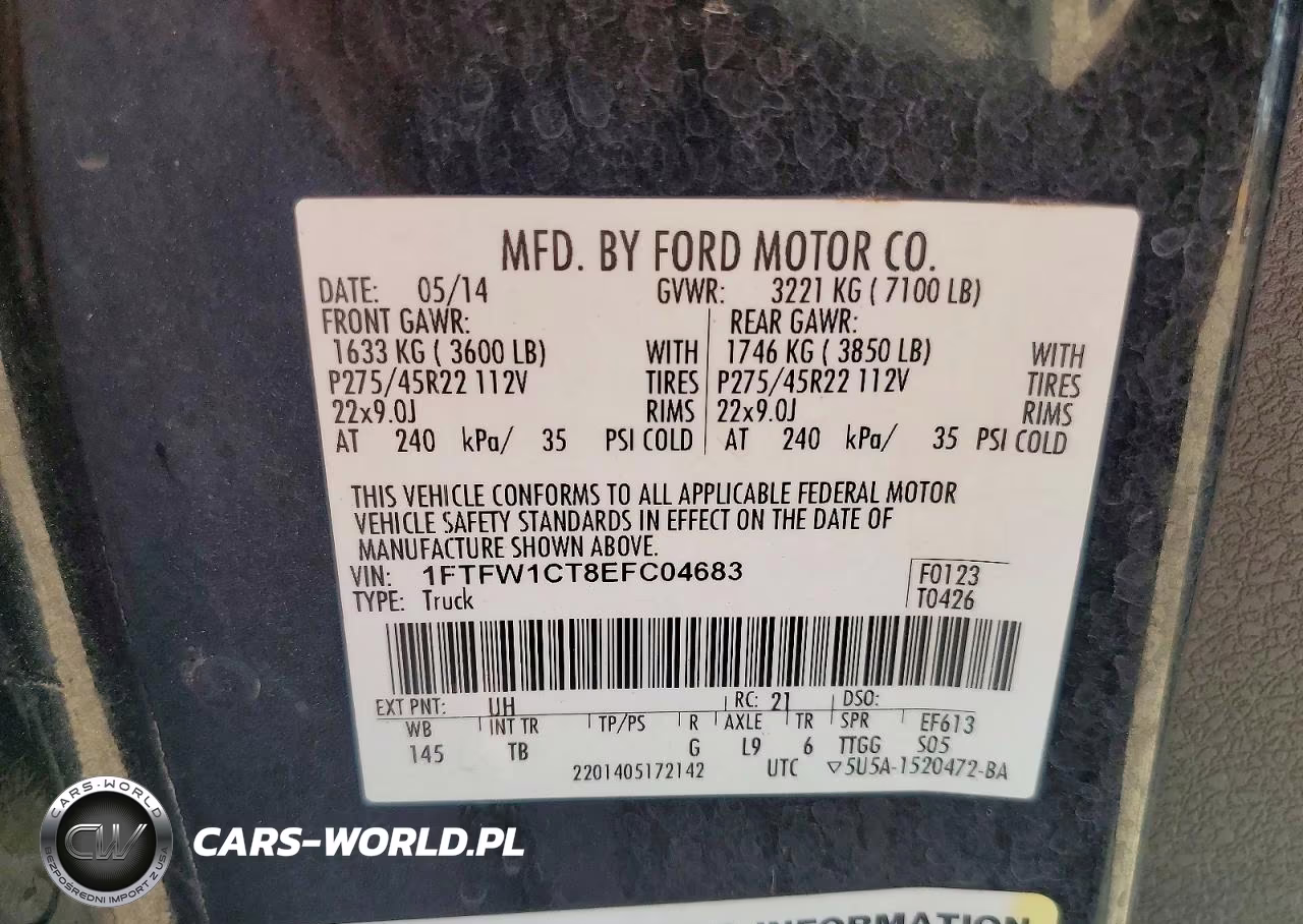 2014 Ford F150 Supercrew VIN:1FTFW1CT8EFC04683 - 12