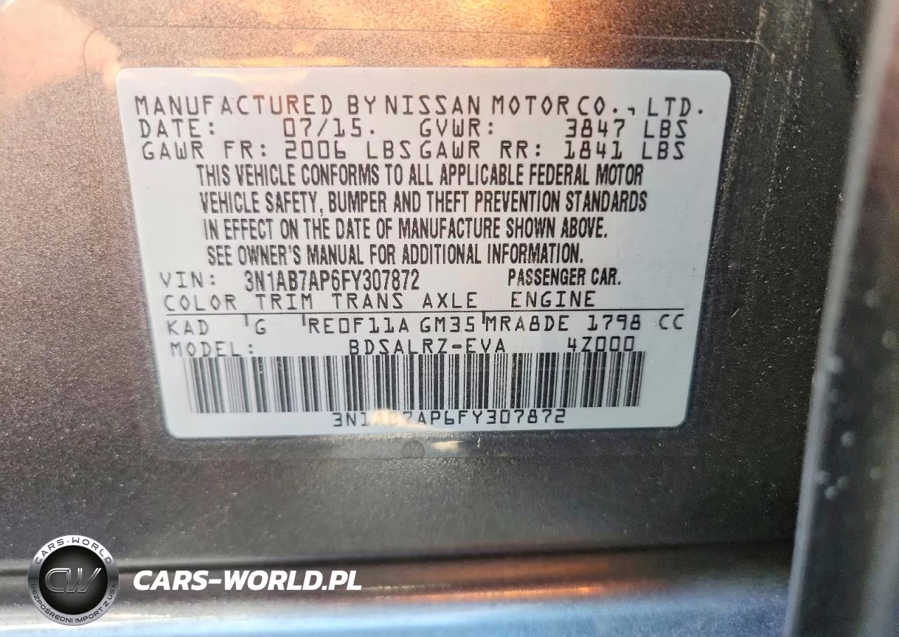 2015 Nissan Sentra Sr VIN:3N1AB7AP6FY307872 - 12