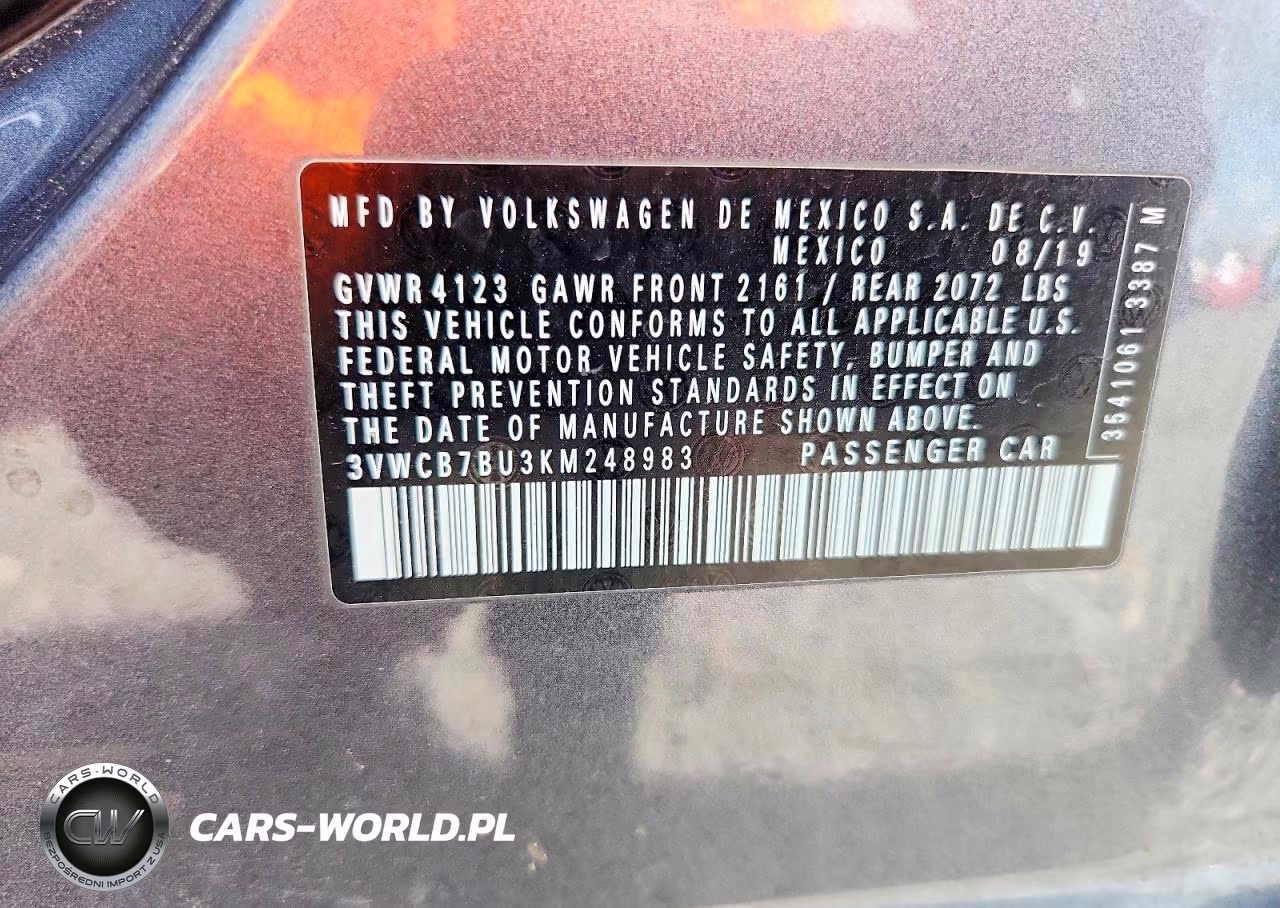 2019 Volkswagen Jetta S VIN:3VWCB7BU3KM248983 - 12
