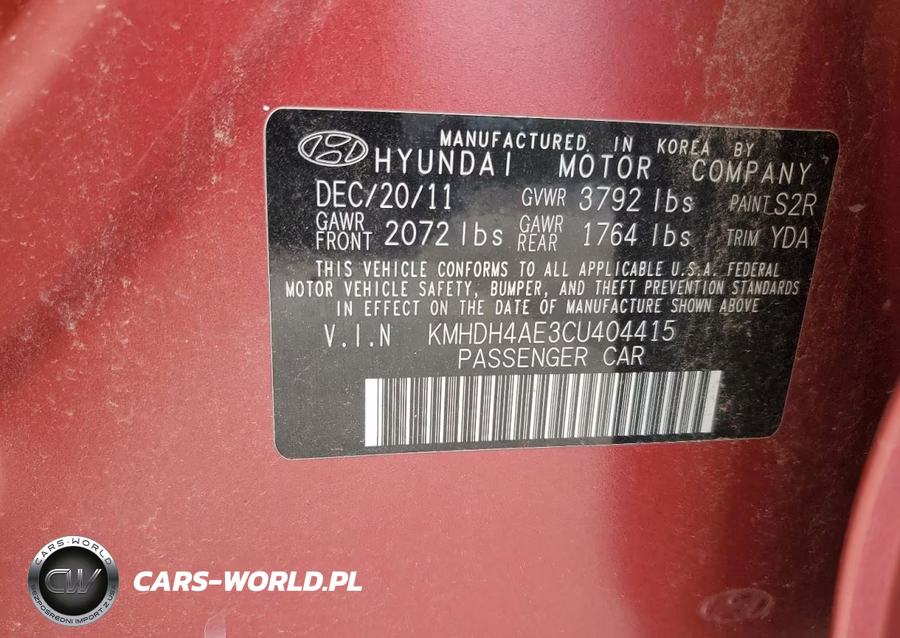 2012 Hyundai Elantra Gls VIN:KMHDH4AE3CU404415 - 13