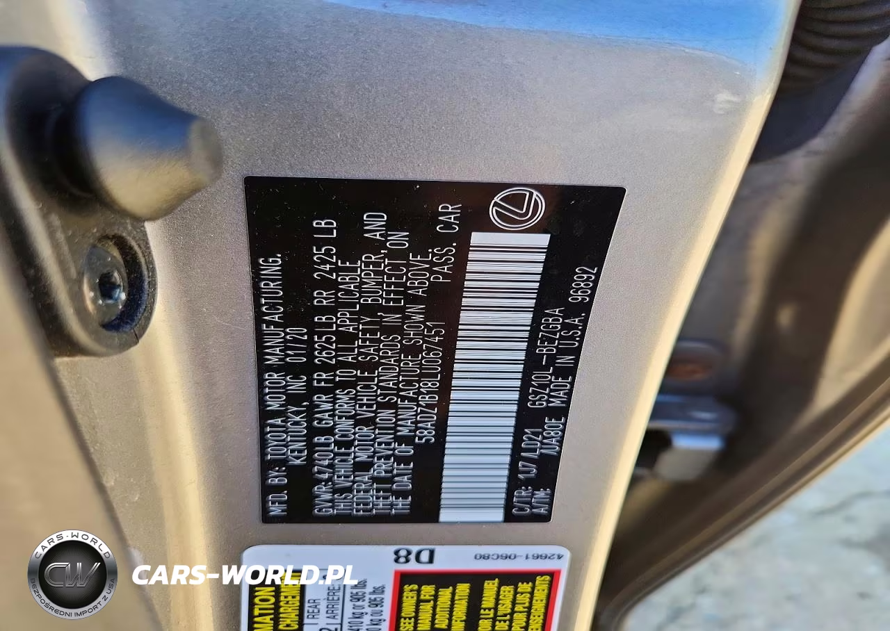 2020 Lexus Es 350 VIN:58ADZ1B18LU067451 - 12
