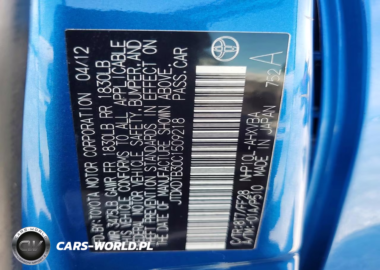2012 Toyota Prius C Two VIN:JTDKDTB30C1509218 - 12