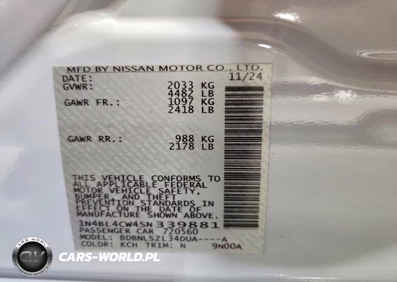 2025 Nissan Altima Sr VIN:1N4BL4CW4SN339881 - 12