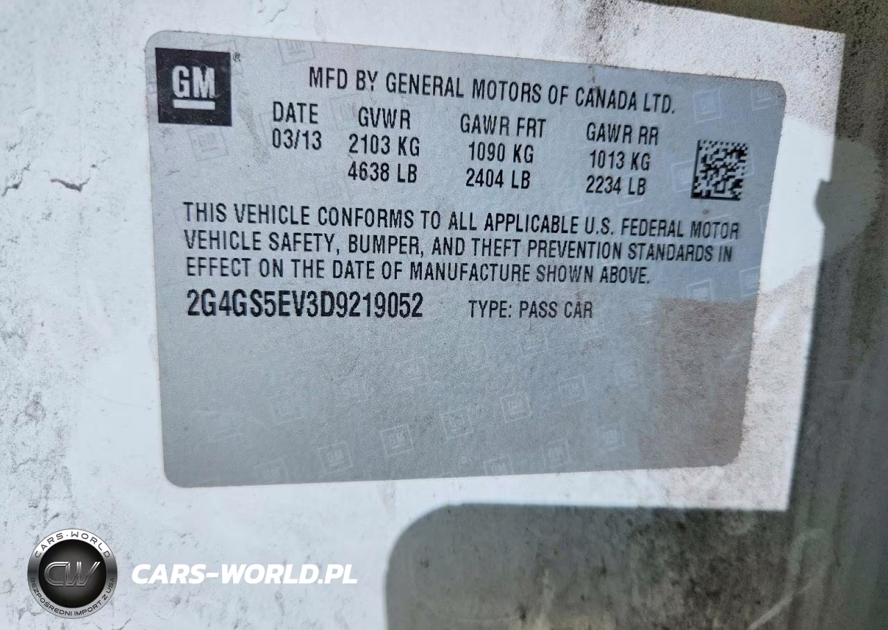 BUICK REGAL PREM VIN:2G4GS5EV3D9219052 - 12