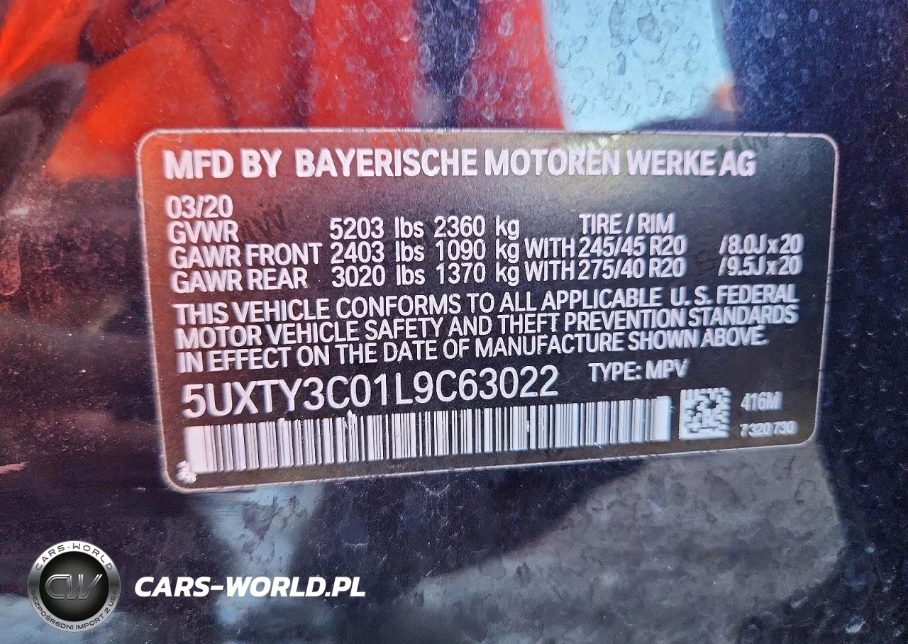 2020 BMW X3 Sdrive30I VIN:5UXTY3C01L9C63022 - 14