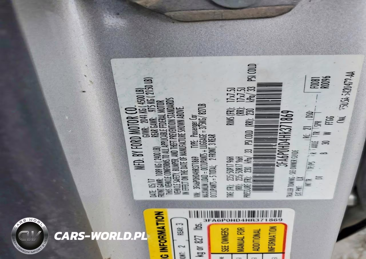 2017 Ford Fusion Se VIN:3FA6P0HD4HR371869 - 13