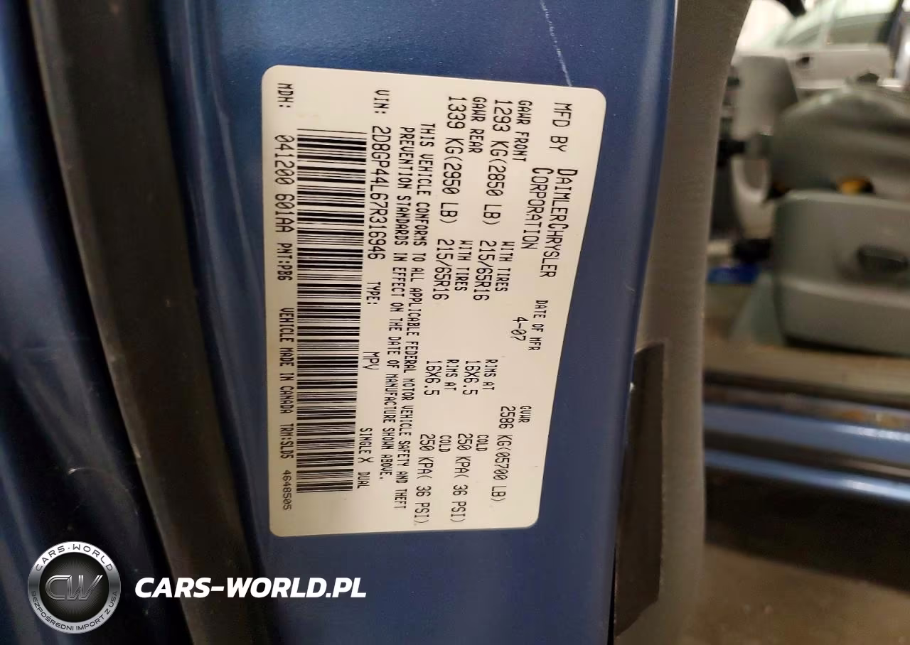 2007 Dodge Grand Caravan Sxt VIN:2D8GP44L67R316946 - 14