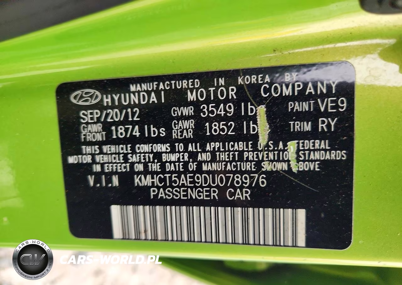2013 Hyundai Accent Gs VIN:KMHCT5AE9DU078976 - 12