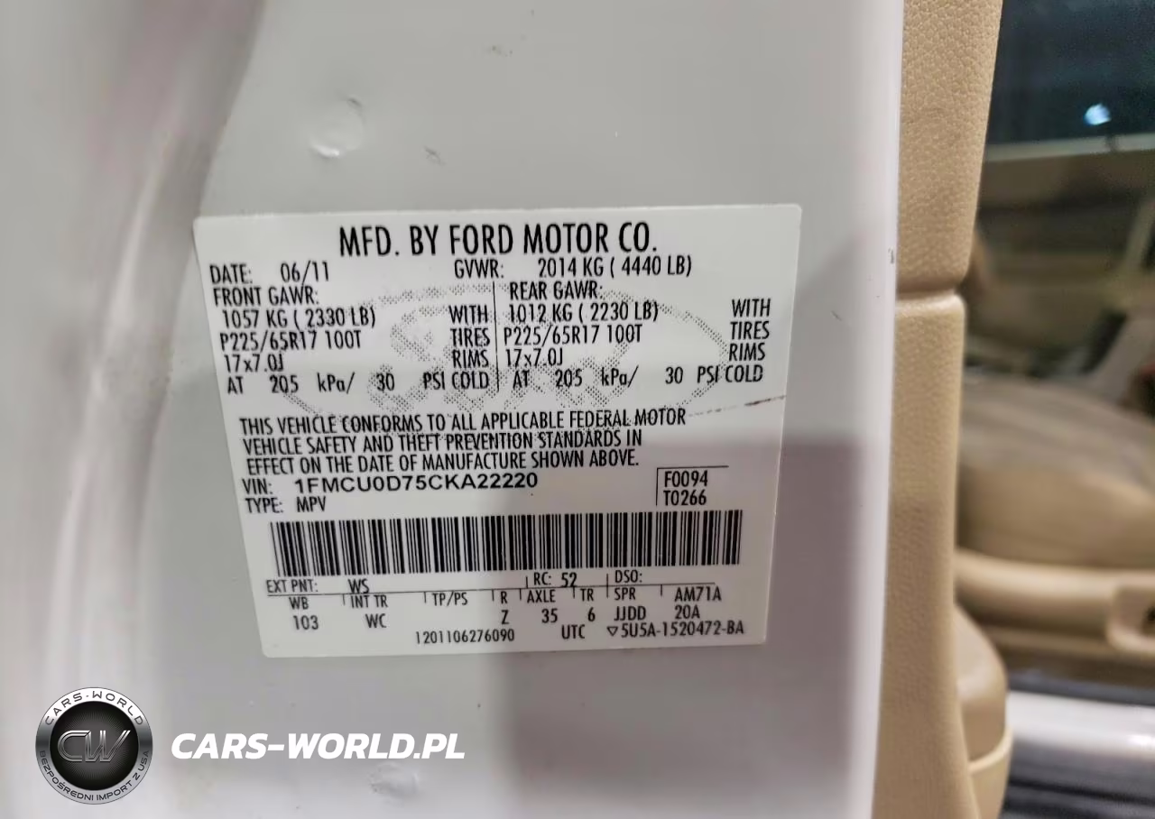2012 Ford Escape Xlt VIN:1FMCU0D75CKA22220 - 14