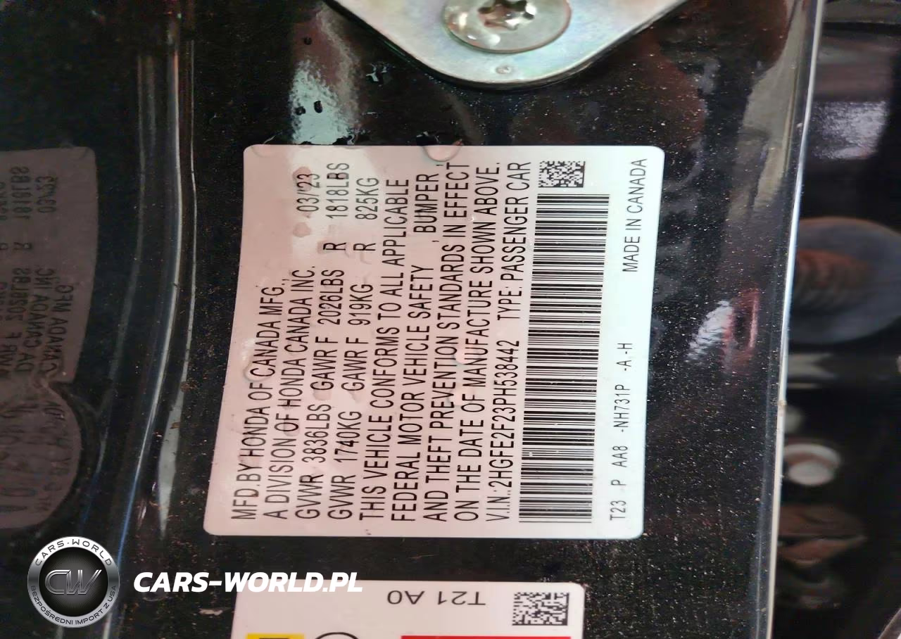 2023 Honda Civic Lx VIN:2HGFE2F23PH538442 - 12
