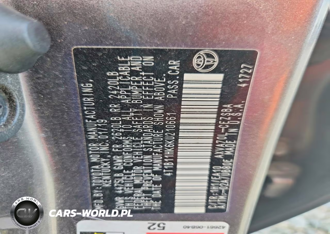 2019 Toyota Camry Se VIN:4T1B11HK6KU210661 - 12