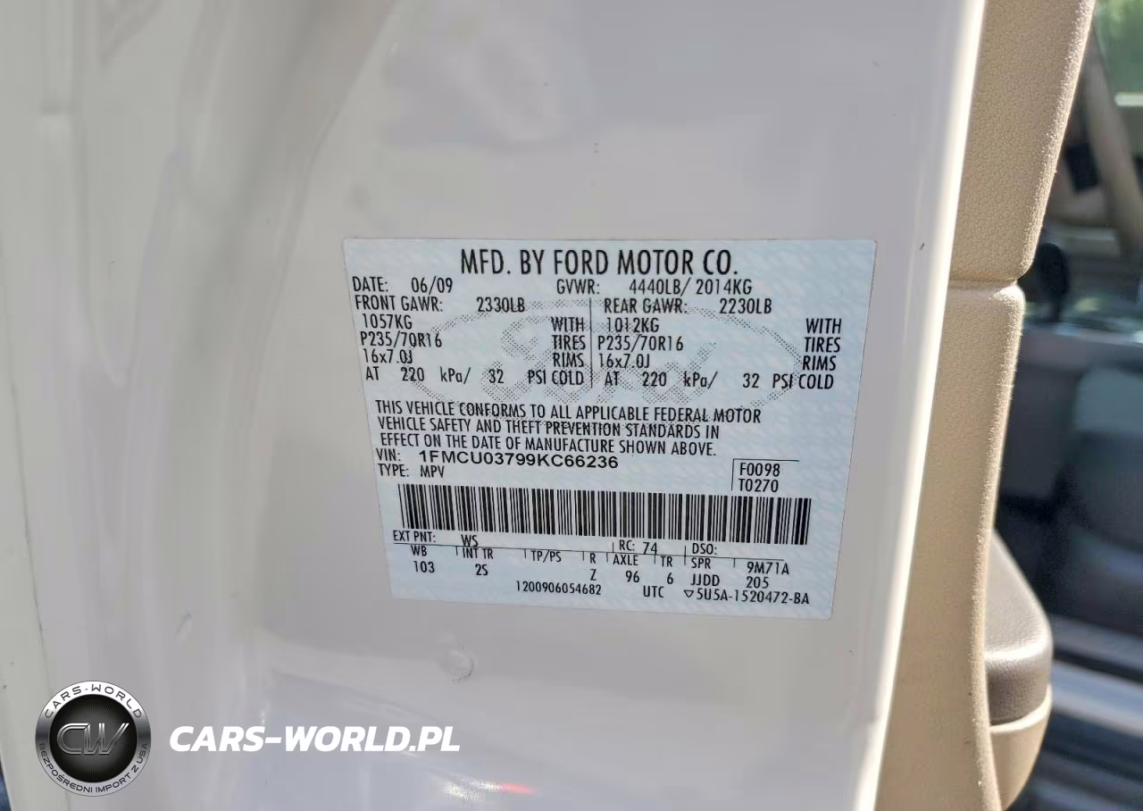 2009 Ford Escape Xlt VIN:1FMCU03799KC66236 - 13