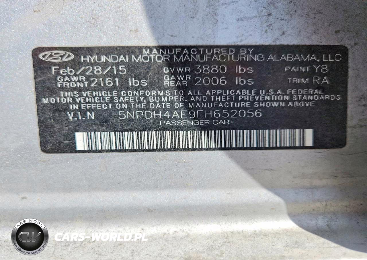 2015 Hyundai Elantra Se VIN:5NPDH4AE9FH652056 - 12