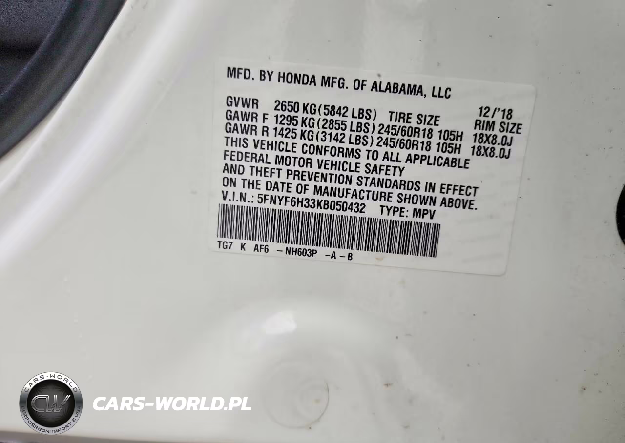 2019 Honda Pilot Ex VIN:5FNYF6H33KB050432 - 13