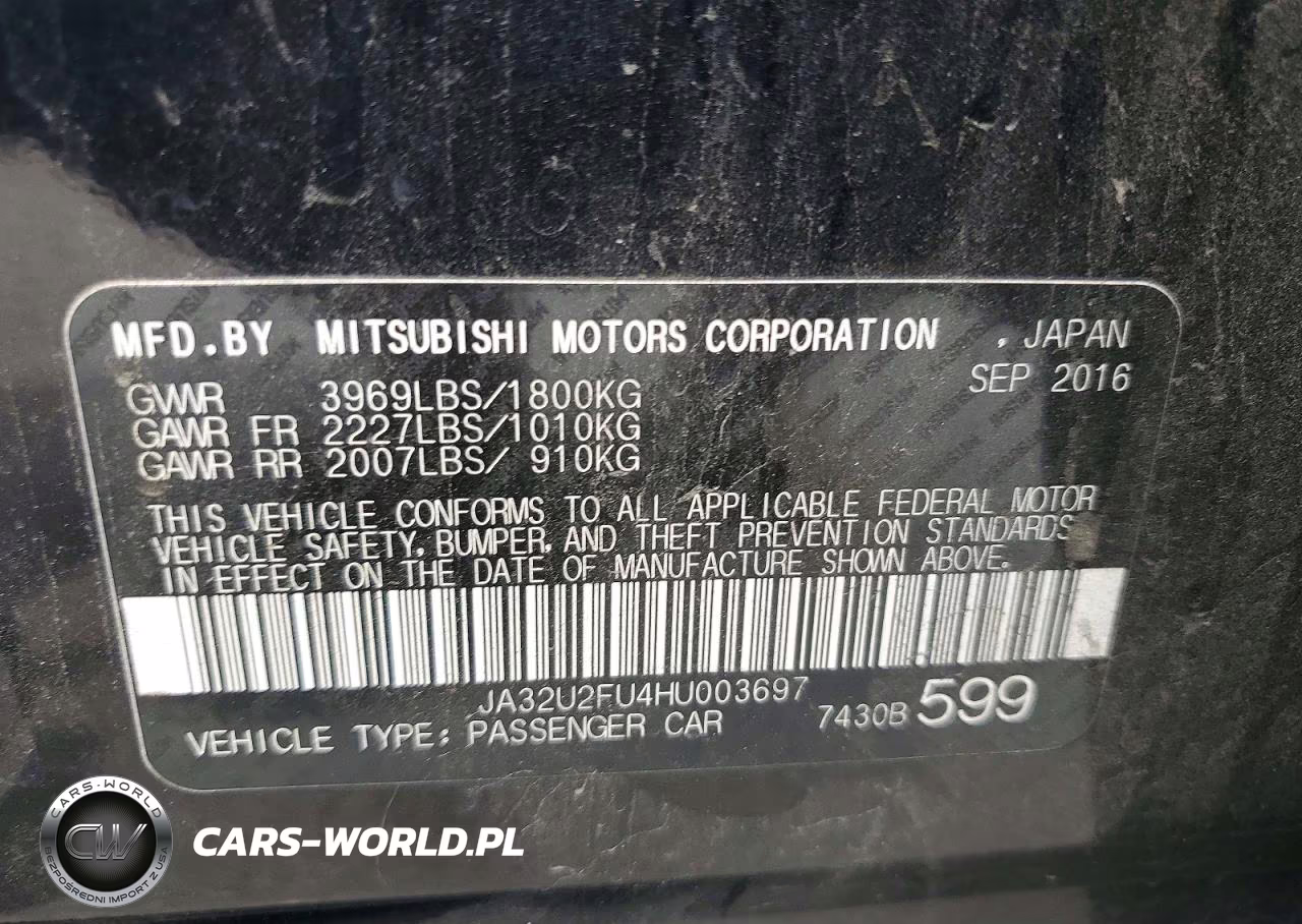 2017 Mitsubishi Lancer Es VIN:JA32U2FU4HU003697 - 13