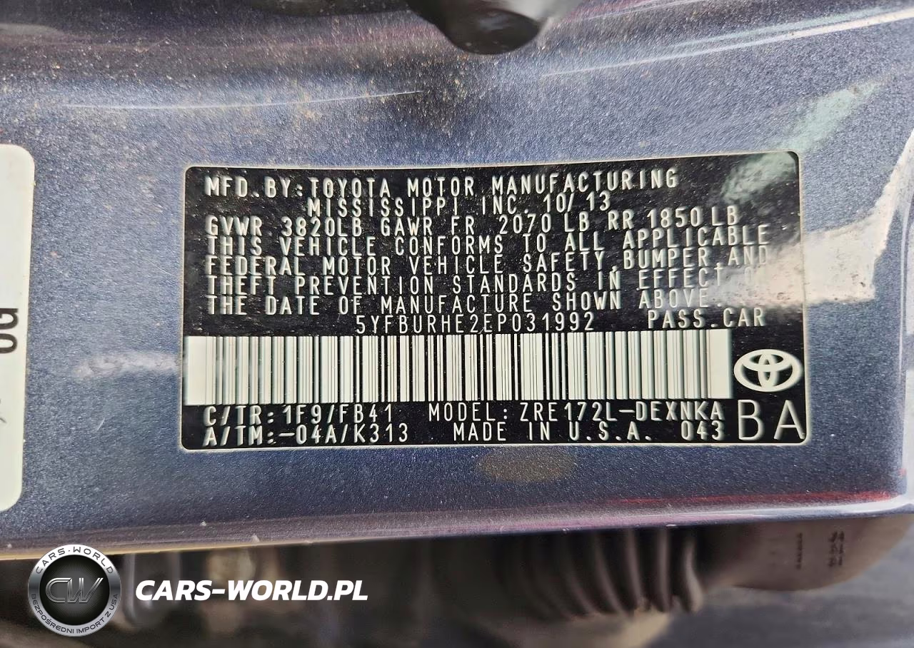 2014 Toyota Corolla Le VIN:5YFBURHE2EP031992 - 12