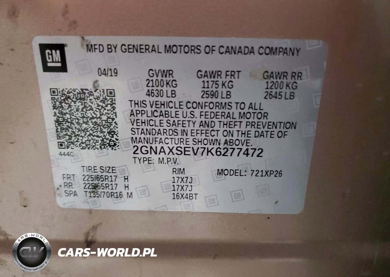 2019 Chevrolet Equinox Ls VIN:2GNAXSEV7K6277472 - 14