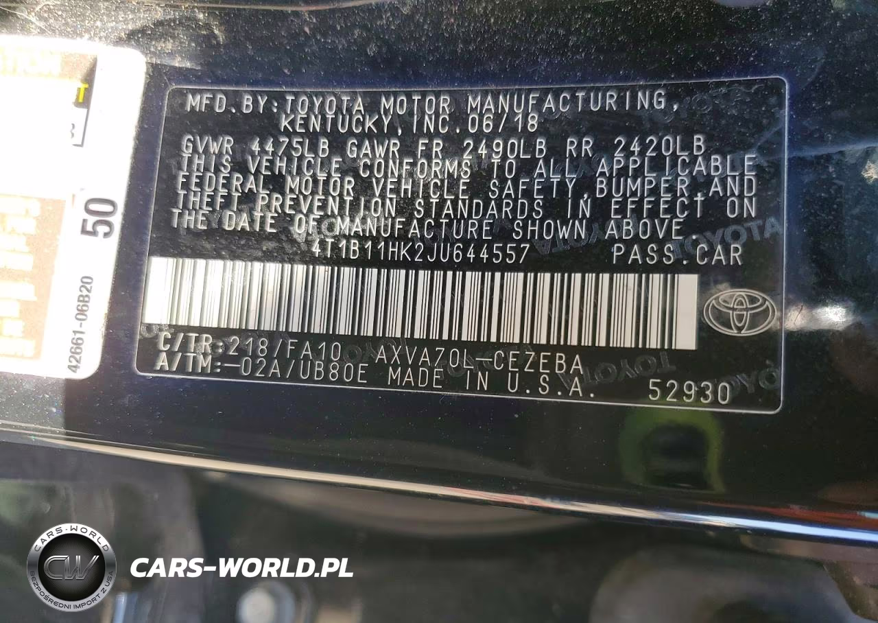 2018 Toyota Camry L VIN:4T1B11HK2JU644557 - 13