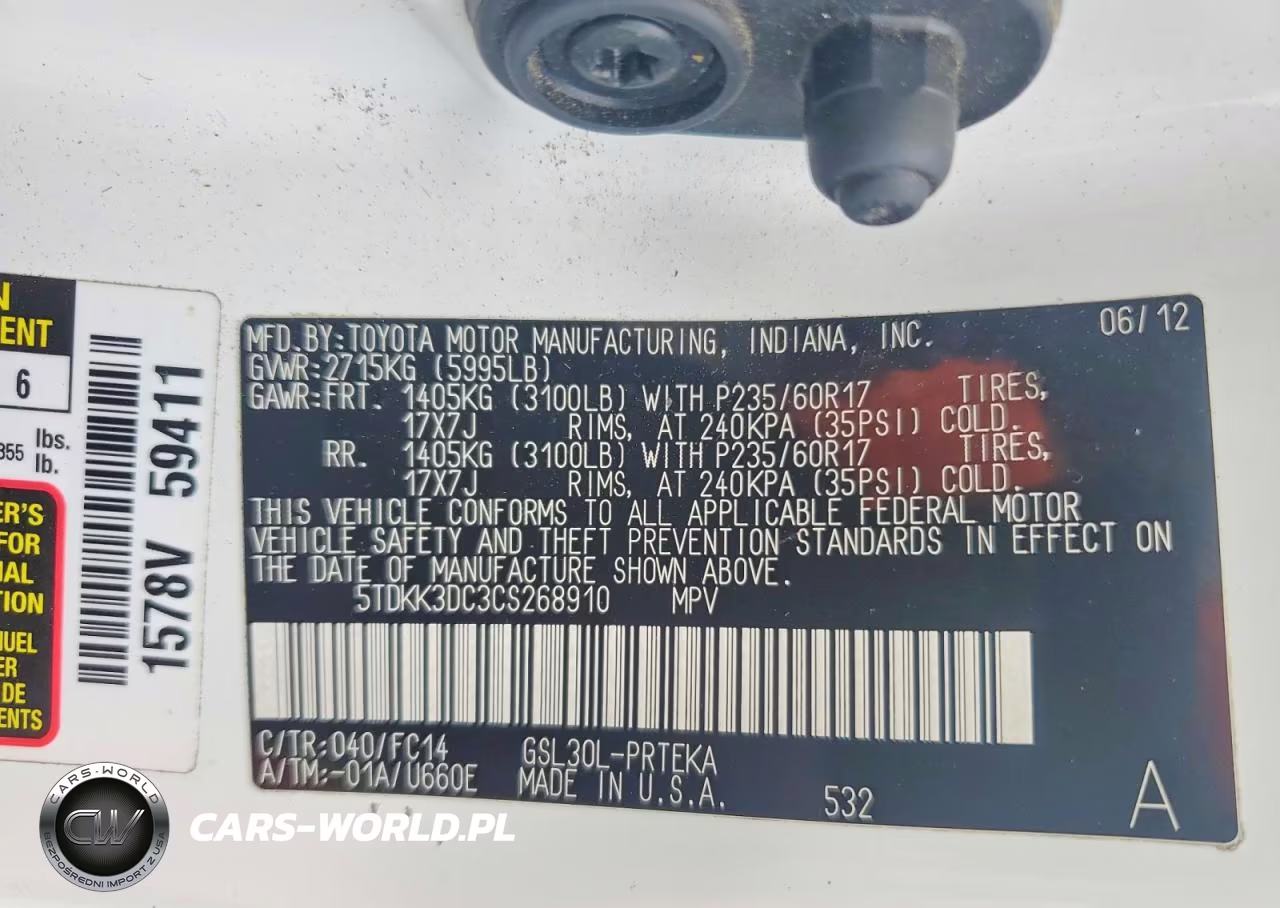 2012 Toyota Sienna Le VIN:5TDKK3DC3CS268910 - 14