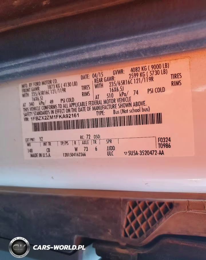 2015 Ford Transit T-350 VIN:1FBZX2ZM1FKA92161 - 14