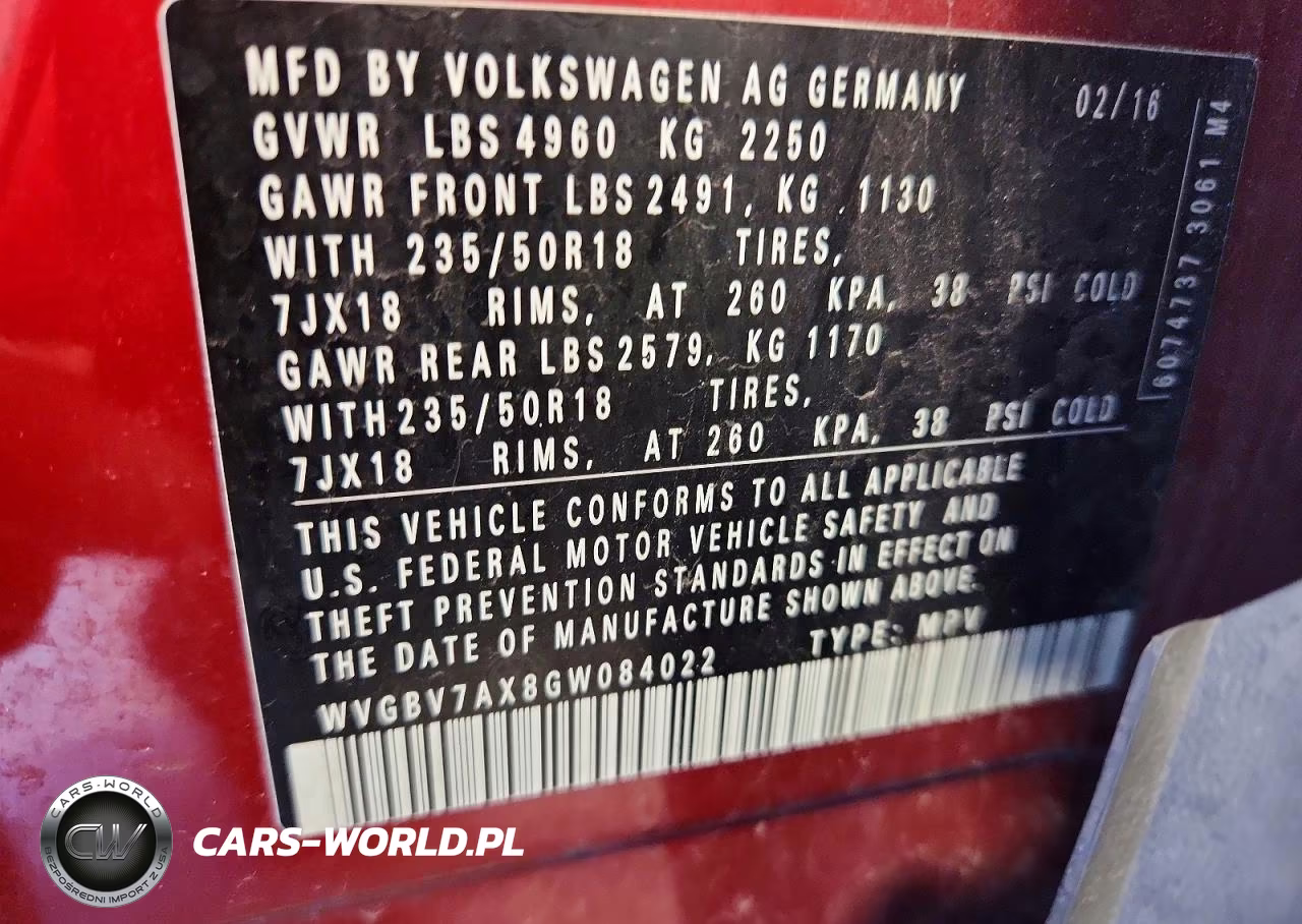 2016 Volkswagen Tiguan S VIN:WVGBV7AX8GW084022 - 13