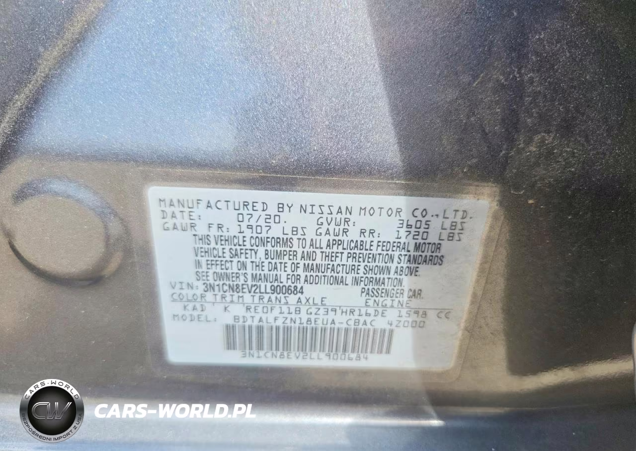 2020 Nissan Versa Sv VIN:3N1CN8EV2LL900684 - 13