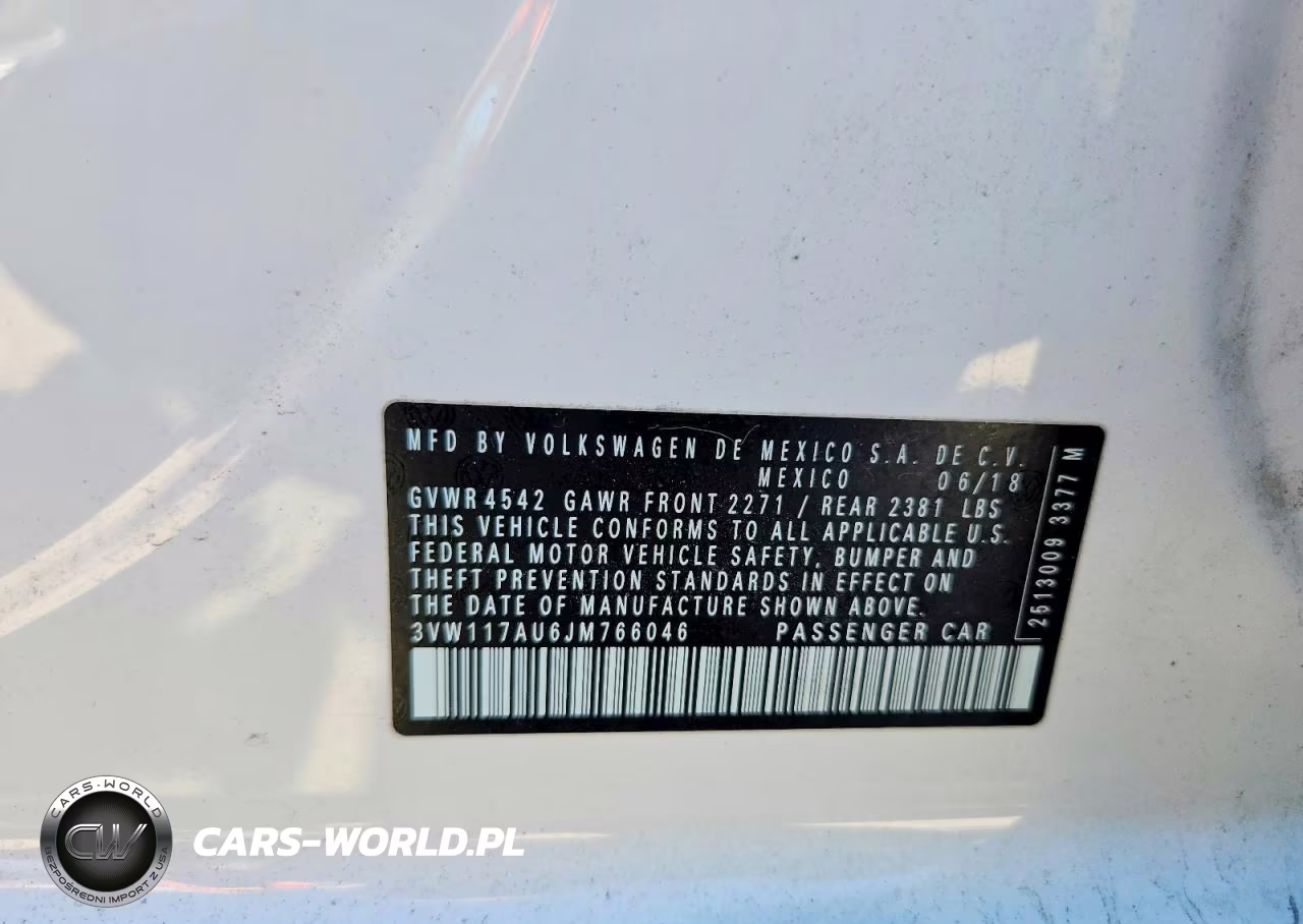 2018 Volkswagen Golf Sportwagen S VIN:3VW117AU6JM766046 - 12