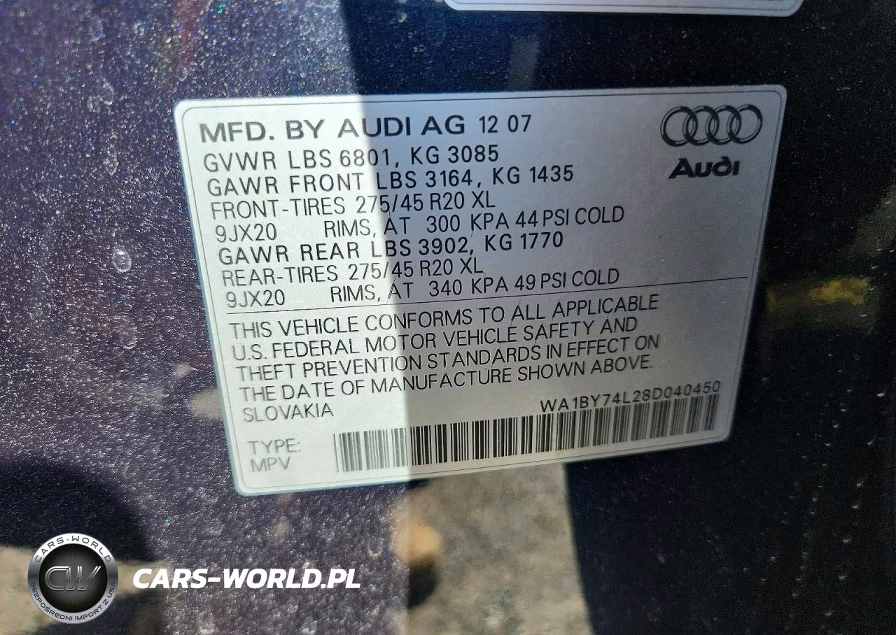 2008 Audi Q7 3.6 Quattro Premium VIN:WA1BY74L28D040450 - 13