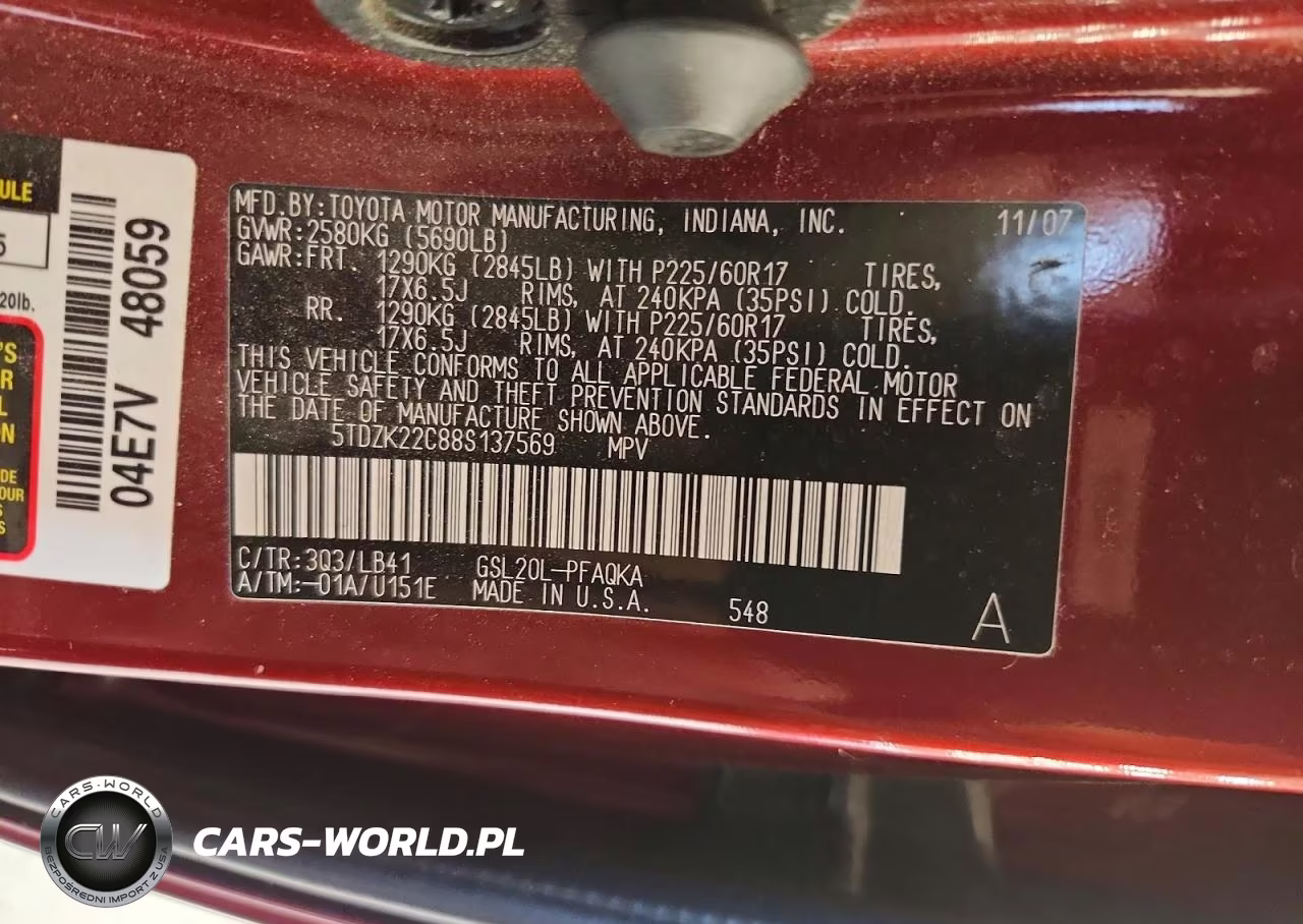 2008 Toyota Sienna Xle VIN:5TDZK22C88S137569 - 13