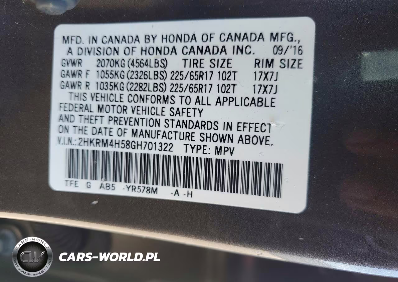 2016 Honda Cr-V Ex VIN:2HKRM4H58GH701322 - 13
