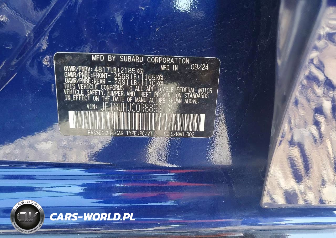 2024 Subaru Impreza Rs VIN:JF1GUHJC0R8893138 - 13