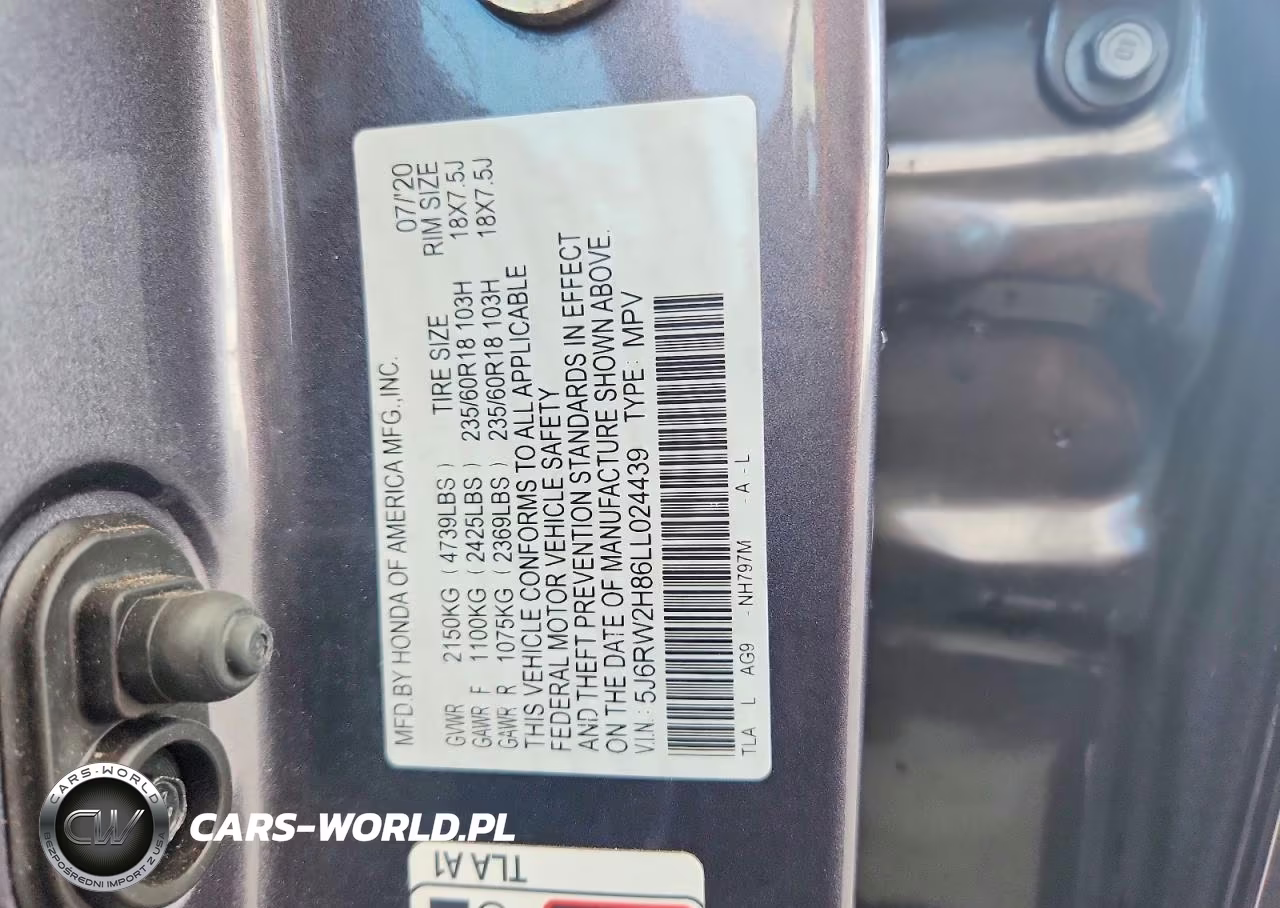 2020 Honda Cr-V Exl VIN:5J6RW2H86LL024439 - 13