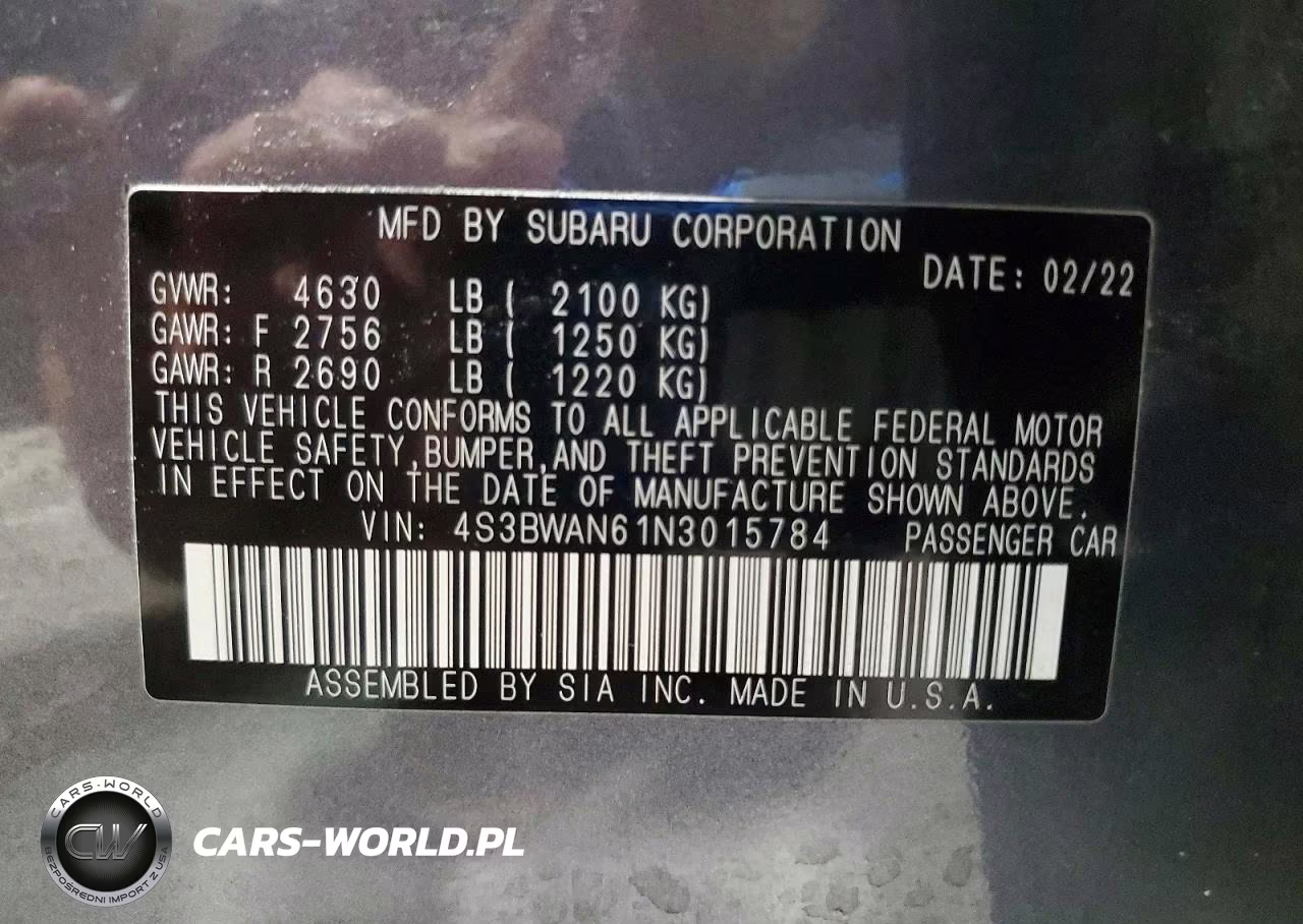 2022 Subaru Legacy Limited VIN:4S3BWAN61N3015784 - 13