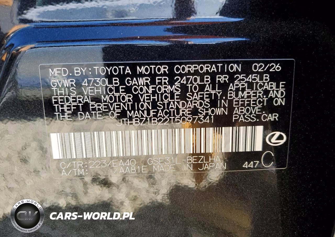 2026 Lexus Is 350 F Sport Design VIN:JTHBZ1B22T5097341 - 12