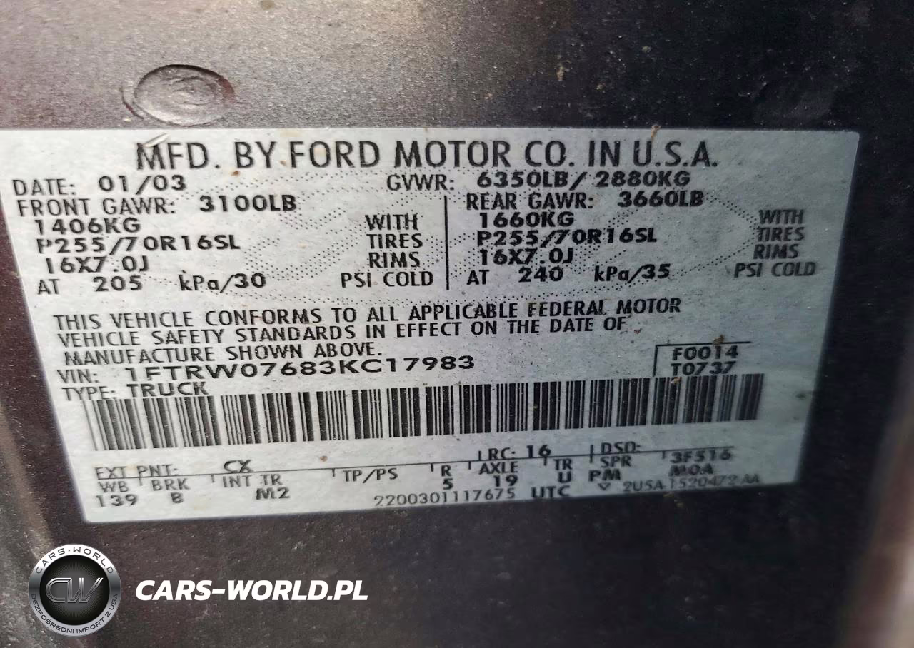 2003 Ford F150 Supercrew VIN:1FTRW07683KC17983 - 12