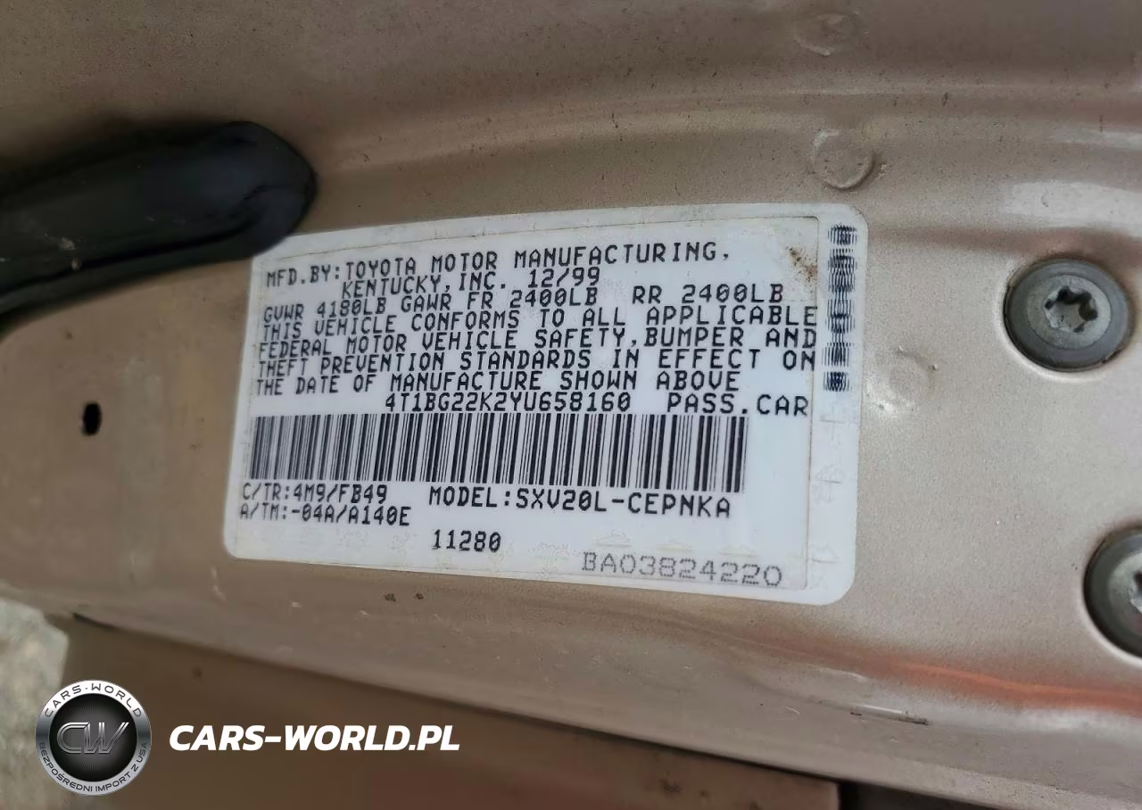 2000 Toyota Camry Le VIN:4T1BG22K2YU658160 - 11