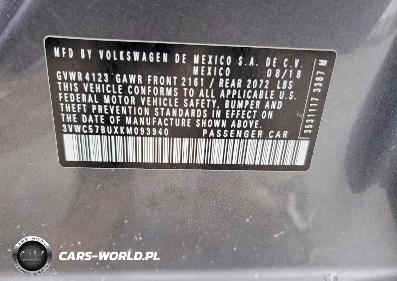 2019 Volkswagen Jetta S VIN:3VWC57BUXKM093940 - 12